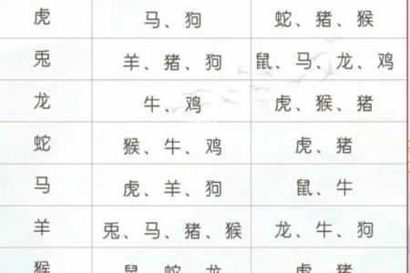 生肖配对表年份岁数